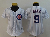 Women Cubs 9 Javiers Baez White Cool Base Jersey,baseball caps,new era cap wholesale,wholesale hats